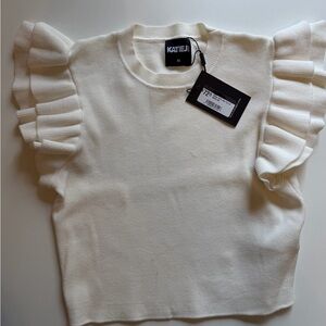 NEW Katie J NYC Cream Ruffle Sleeve, xs